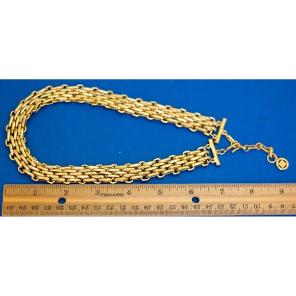 18 inch, Vintage Stylized Patterned Gold Tone Chain Necklace - D42 - Picture 3 of 3